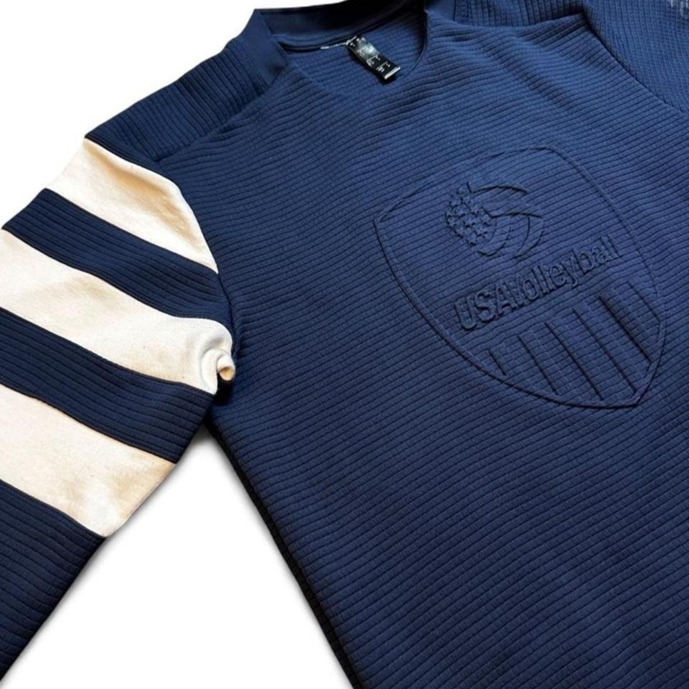 Adidas Sweatshirt Men's Small USA Volleyball Crew Collegiate Blue‎